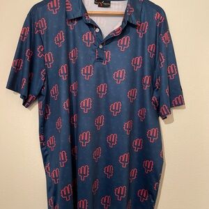 Men's Yatta Red Cactus Print Golf Shirt
